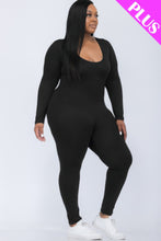 Load image into Gallery viewer, Plus Size Scoop Neck Long Sleeve Bodycon Jumpsuit
