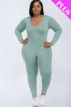 Load image into Gallery viewer, Plus Size Scoop Neck Long Sleeve Bodycon Jumpsuit