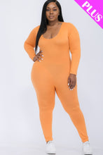 Load image into Gallery viewer, Plus Size Scoop Neck Long Sleeve Bodycon Jumpsuit