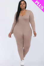 Load image into Gallery viewer, Plus Size Scoop Neck Long Sleeve Bodycon Jumpsuit