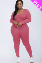 Load image into Gallery viewer, Plus Size Scoop Neck Long Sleeve Bodycon Jumpsuit