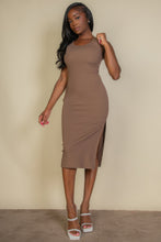 Load image into Gallery viewer, Flat Back Rib Sleeveless Tank Side Slit Bodycon Dress
