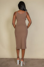 Load image into Gallery viewer, Flat Back Rib Sleeveless Tank Side Slit Bodycon Dress