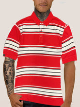 Load image into Gallery viewer, Old School Striped Pique Polo Shirt
