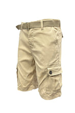 Load image into Gallery viewer, Mens Belted Cargo Shorts With Pockets