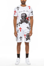 Load image into Gallery viewer, Cotton Print Chome Cross Thirt Short Set