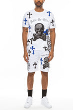 Load image into Gallery viewer, Cotton Print Chome Cross Thirt Short Set