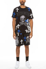 Load image into Gallery viewer, Cotton Print Chome Cross Thirt Short Set