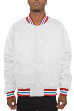 Load image into Gallery viewer, Satin Varsity Bomber Jacket