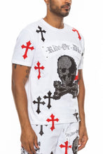 Load image into Gallery viewer, Cotton Print Chome Cross Thirt