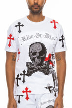 Load image into Gallery viewer, Cotton Print Chome Cross Thirt