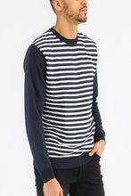 Load image into Gallery viewer, Knitted Round Neck Striped Sweater