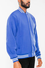 Load image into Gallery viewer, Mens Fleece Snap Button Varsity Jacket