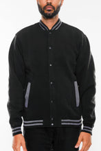 Load image into Gallery viewer, Mens Fleece Snap Button Varsity Jacket