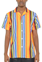 Load image into Gallery viewer, Mens Striped Button Down Shirt Print