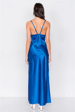 Load image into Gallery viewer, Satin Elegant Double Slit Sleeveless Maxi Dress