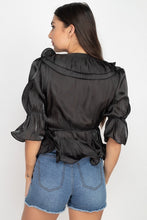 Load image into Gallery viewer, Surplice Short Sleeve Ruffle Top