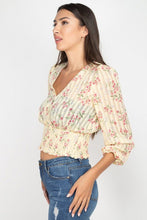 Load image into Gallery viewer, Floral Shadow Stripe V-neck Top