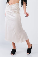Load image into Gallery viewer, Satin Ruffle Waist Midi Skirt