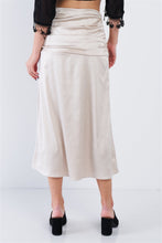 Load image into Gallery viewer, Satin Ruffle Waist Midi Skirt