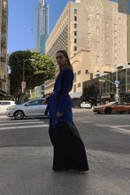 Load image into Gallery viewer, Solid Navy Blue Satin High Waist Flowing Maxi Skirt