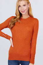 Load image into Gallery viewer, Crew Neck Sweater W/rivet Button