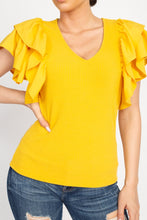 Load image into Gallery viewer, Ruffle Tiered Ribbed Top