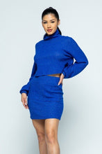 Load image into Gallery viewer, Brushed Knit Mock Neck Drop Shoulder Top With Front Pocket Mini Skirt Set