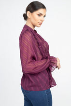Load image into Gallery viewer, Semi Sheer Ruffle Blouse