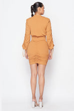 Load image into Gallery viewer, Ruched Long Sleeve And Skirt Set