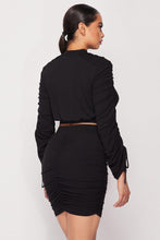 Load image into Gallery viewer, Ruched Long Sleeve And Skirt Set
