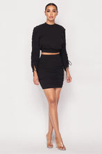 Load image into Gallery viewer, Ruched Long Sleeve And Skirt Set