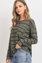 Load image into Gallery viewer, Striped Front Pocket Round Collar