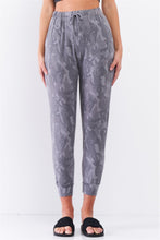 Load image into Gallery viewer, Grey Camo Print Loose Fit High-waisted Elasticated Self-tie Drawstring Waistline Track Pants