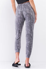 Load image into Gallery viewer, Grey Camo Print Loose Fit High-waisted Elasticated Self-tie Drawstring Waistline Track Pants