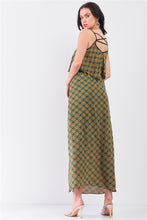 Load image into Gallery viewer, Mustard Multi Printed Sleeveless Criss-cross Back Side Slit Detail Maxi Dress