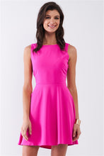 Load image into Gallery viewer, Bubblegum Pink Sleeveless Round Neck Self-tie Lace-up Back Detail Mini Dress