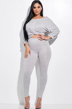Load image into Gallery viewer, Solid Rib Knit Knotted Front Top And Leggings Two Piece Set