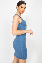 Load image into Gallery viewer, Denim Button-front Mini Dress