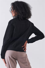 Load image into Gallery viewer, Black Oversized Long Sleeve Classic Denim Jacket