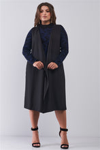 Load image into Gallery viewer, Plus Open Front And Side Sleeveless Long Vest