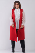 Load image into Gallery viewer, Plus Open Front And Side Sleeveless Long Vest