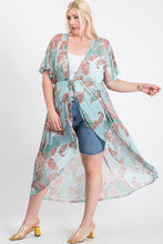 Load image into Gallery viewer, Short Sleeves Long-line Printed Mesh Open Cardigan