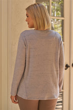 Load image into Gallery viewer, Plus Lavender V-neck With Criss-cross Strings Long Sleeve Relaxed Fit Top