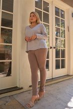 Load image into Gallery viewer, Plus Lavender V-neck With Criss-cross Strings Long Sleeve Relaxed Fit Top
