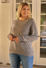 Load image into Gallery viewer, Plus Heather Grey Round Neck Long Sleeve Geometric Stitch Detail Relaxed Fit Sweatshirt