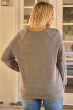 Load image into Gallery viewer, Plus Heather Grey Round Neck Long Sleeve Geometric Stitch Detail Relaxed Fit Sweatshirt