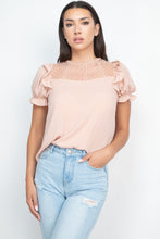 Load image into Gallery viewer, Dot Mesh Ruffled Sleeve Blouse