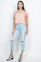 Load image into Gallery viewer, Dot Mesh Ruffled Sleeve Blouse