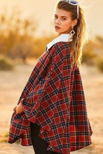 Load image into Gallery viewer, Mock Neck With Zipper Contrast Inside Front Pocket Plaid Poncho